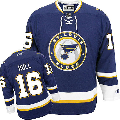 Men's Reebok St. Louis Blues #16 Brett Hull Authentic Navy Blue Third NHL Jersey