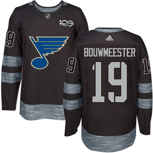 Men's Adidas St. Louis Blues #19 Jay Bouwmeester Authentic Black 1917-2017 100th Anniversary NHL Jersey