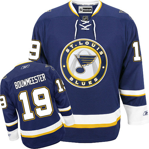 Men's Reebok St. Louis Blues #19 Jay Bouwmeester Authentic Navy Blue Third NHL Jersey