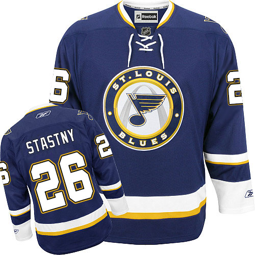 Men's Reebok St. Louis Blues #26 Paul Stastny Premier Navy Blue Third NHL Jersey