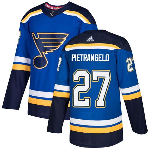 Men's Adidas St. Louis Blues #27 Alex Pietrangelo Premier Royal Blue Home NHL Jersey