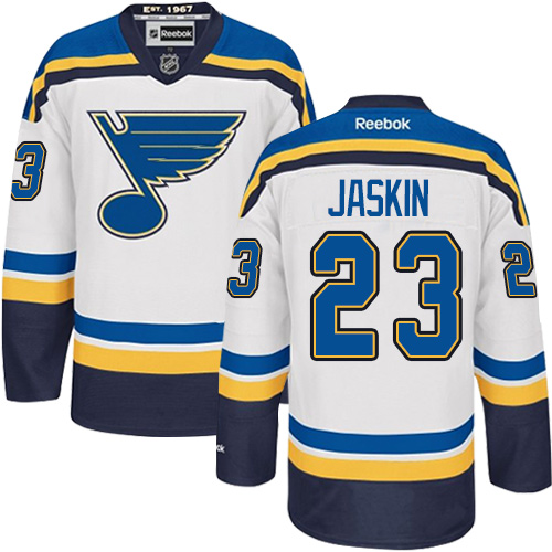 Men's Reebok St. Louis Blues #23 Dmitrij Jaskin Authentic White Away NHL Jersey