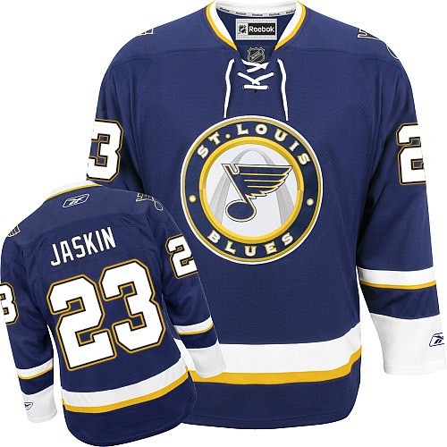 Men's Reebok St. Louis Blues #23 Dmitrij Jaskin Authentic Navy Blue Third NHL Jersey