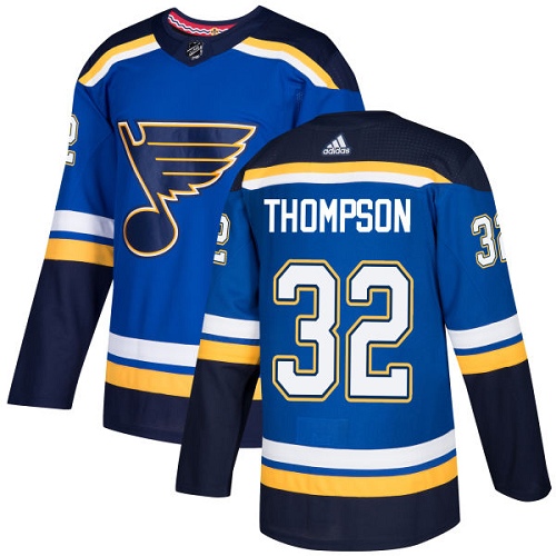 Men's Adidas St. Louis Blues #32 Tage Thompson Authentic Royal Blue Home NHL Jersey