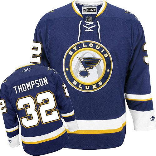 Men's Reebok St. Louis Blues #32 Tage Thompson Authentic Navy Blue Third NHL Jersey