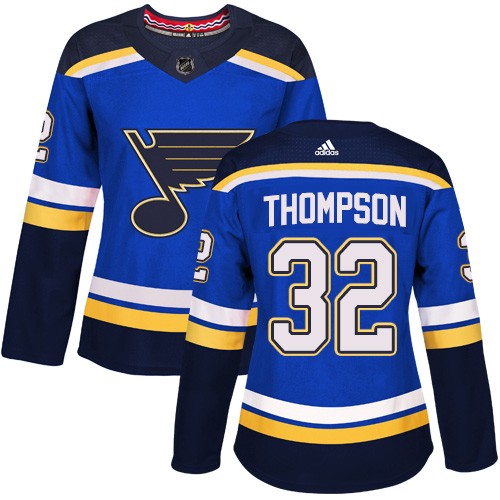 Women's Adidas St. Louis Blues #32 Tage Thompson Authentic Royal Blue Home NHL Jersey