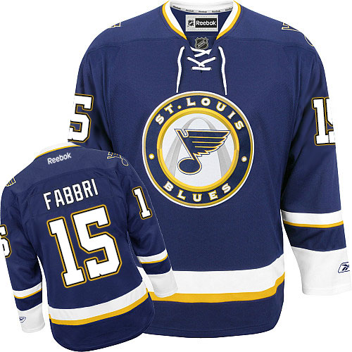 Men's Reebok St. Louis Blues #15 Robby Fabbri Authentic Navy Blue Third NHL Jersey