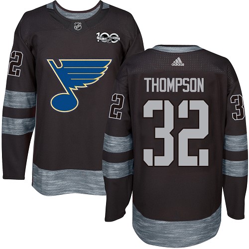 Men's Adidas St. Louis Blues #32 Tage Thompson Authentic Black 1917-2017 100th Anniversary NHL Jersey