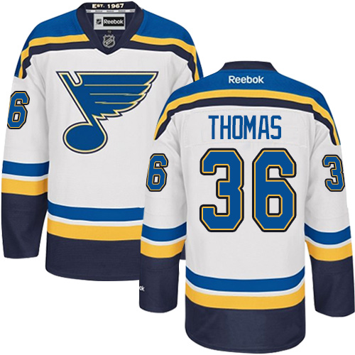 Youth Reebok St. Louis Blues #36 Robert Thomas Authentic White Away NHL Jersey