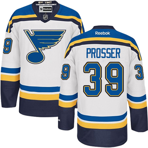 Men's Reebok St. Louis Blues #39 Nate Prosser Authentic White Away NHL Jersey
