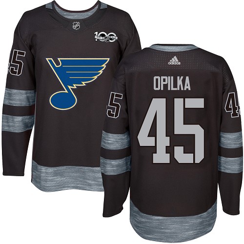 Men's Adidas St. Louis Blues #45 Luke Opilka Authentic Black 1917-2017 100th Anniversary NHL Jersey