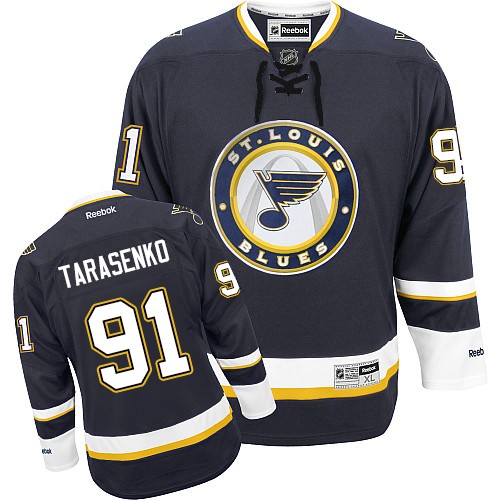 Men's Reebok St. Louis Blues #91 Vladimir Tarasenko Authentic Navy Blue Third NHL Jersey