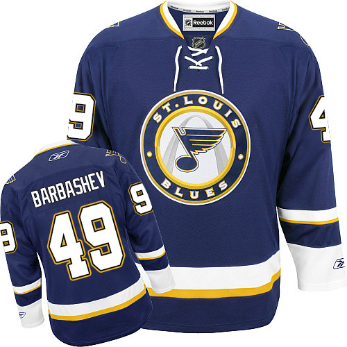 Men's Reebok St. Louis Blues #49 Ivan Barbashev Premier Navy Blue Third NHL Jersey