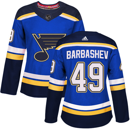 Women's Adidas St. Louis Blues #49 Ivan Barbashev Authentic Royal Blue Home NHL Jersey