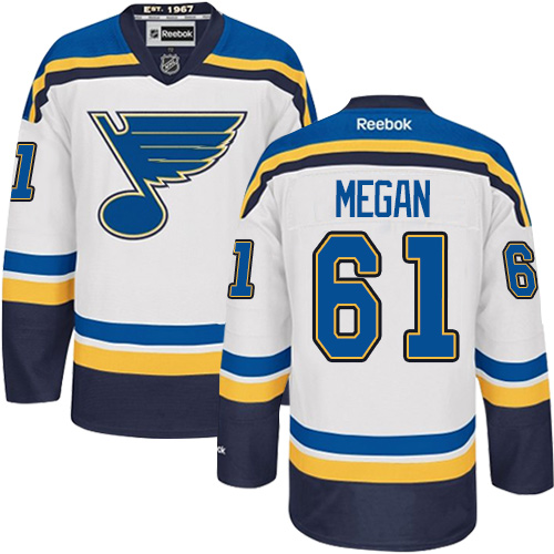 Youth Reebok St. Louis Blues #61 Wade Megan Authentic White Away NHL Jersey