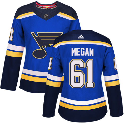 Women's Adidas St. Louis Blues #61 Wade Megan Authentic Royal Blue Home NHL Jersey