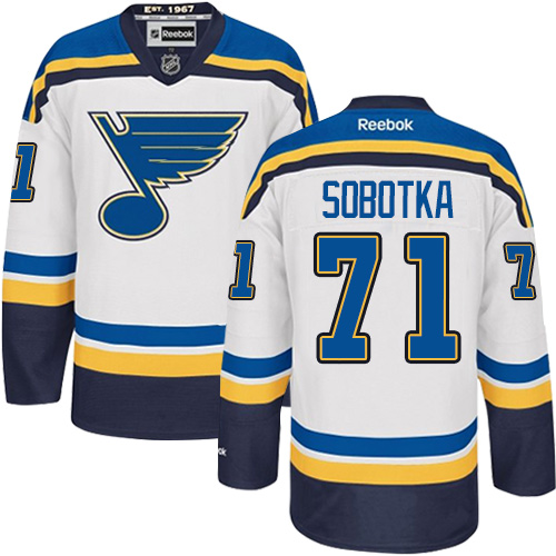 Men's Reebok St. Louis Blues #71 Vladimir Sobotka Authentic White Away NHL Jersey