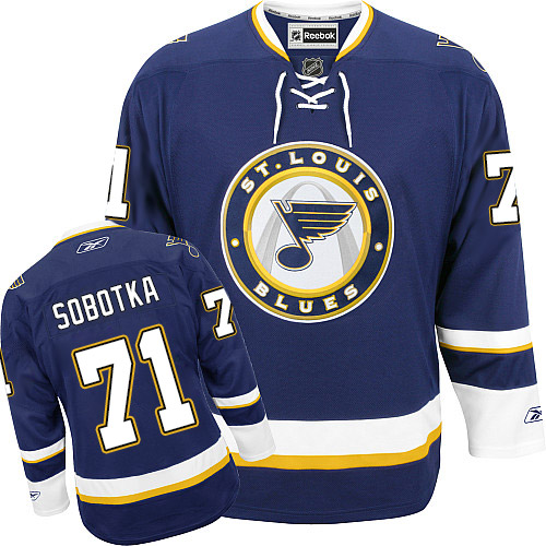 Men's Reebok St. Louis Blues #71 Vladimir Sobotka Premier Navy Blue Third NHL Jersey