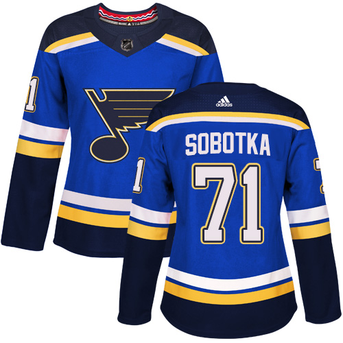 Women's Adidas St. Louis Blues #71 Vladimir Sobotka Authentic Royal Blue Home NHL Jersey