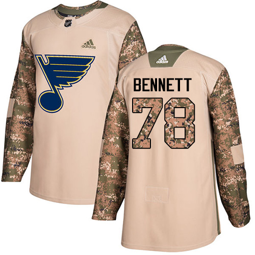 Youth Adidas St. Louis Blues #78 Beau Bennett Authentic Camo Veterans Day Practice NHL Jersey