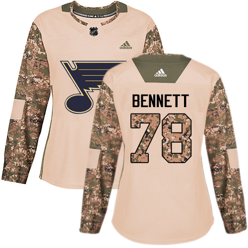 Women's Adidas St. Louis Blues #78 Beau Bennett Authentic Camo Veterans Day Practice NHL Jersey