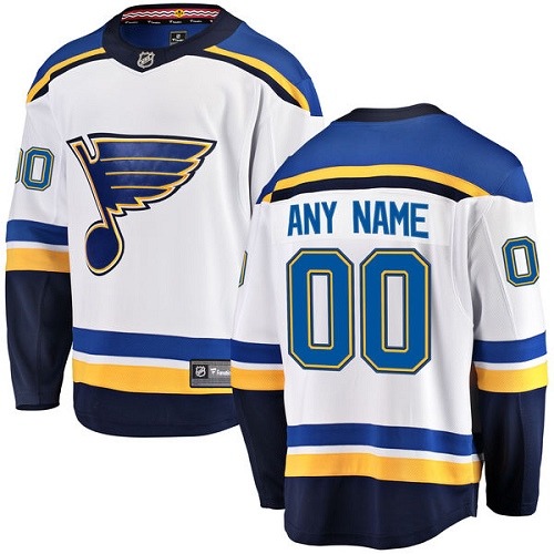 Youth St. Louis Blues Customized Fanatics Branded White Away Breakaway NHL Jersey