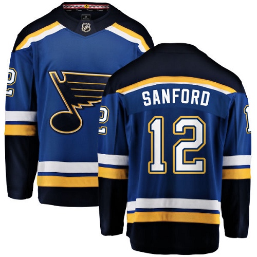 Men's St. Louis Blues #12 Zach Sanford Fanatics Branded Royal Blue Home Breakaway NHL Jersey