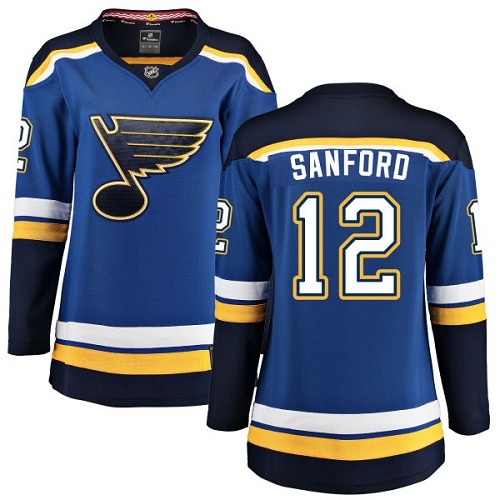 Women's St. Louis Blues #12 Zach Sanford Fanatics Branded Royal Blue Home Breakaway NHL Jersey