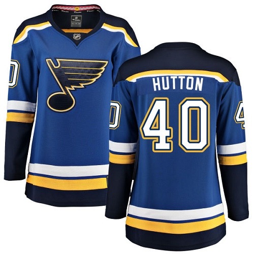 Women's St. Louis Blues #40 Carter Hutton Fanatics Branded Royal Blue Home Breakaway NHL Jersey