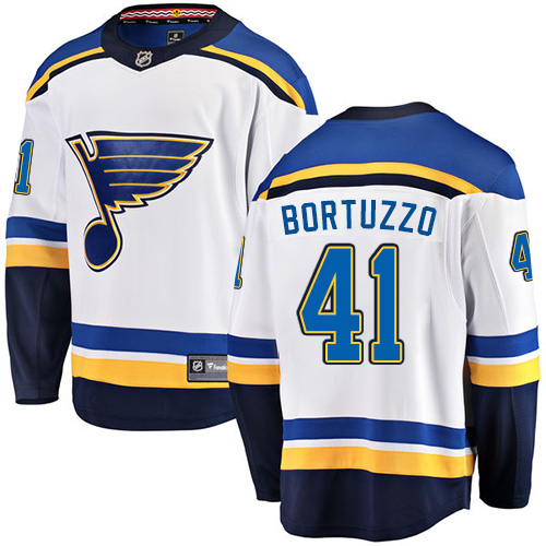 Youth St. Louis Blues #41 Robert Bortuzzo Fanatics Branded White Away Breakaway NHL Jersey