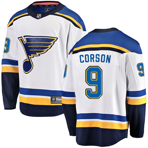 Men's St. Louis Blues #9 Shayne Corson Fanatics Branded White Away Breakaway NHL Jersey