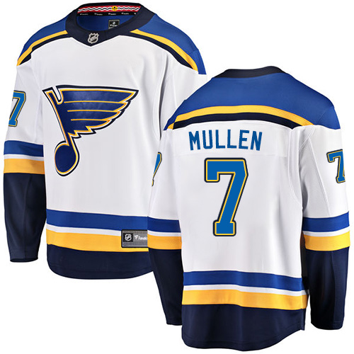 Youth St. Louis Blues #7 Joe Mullen Fanatics Branded White Away Breakaway NHL Jersey
