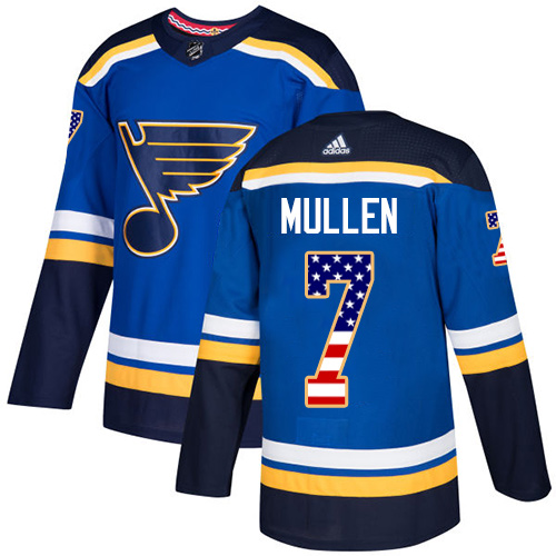 Men's Adidas St. Louis Blues #7 Joe Mullen Authentic Blue USA Flag Fashion NHL Jersey