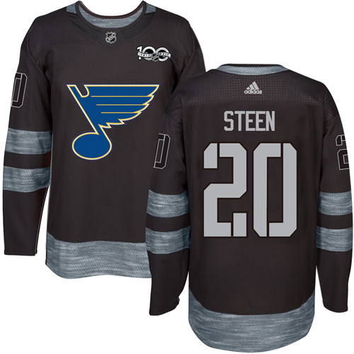 Men's Adidas St. Louis Blues #20 Alexander Steen Authentic Black 1917-2017 100th Anniversary NHL Jersey