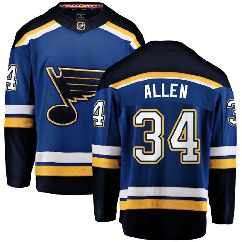 Men's St. Louis Blues #34 Jake Allen Fanatics Branded Royal Blue Home Breakaway NHL Jersey