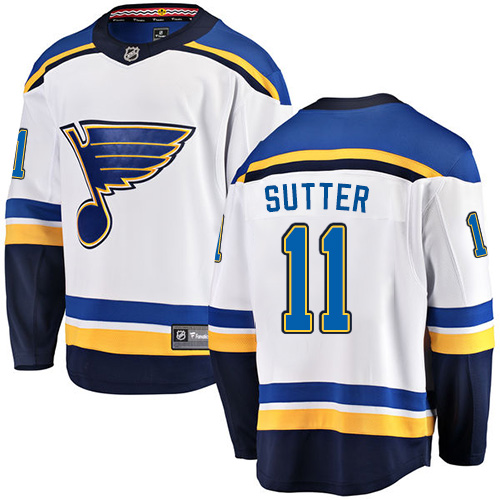 Men's St. Louis Blues #11 Brian Sutter Fanatics Branded White Away Breakaway NHL Jersey