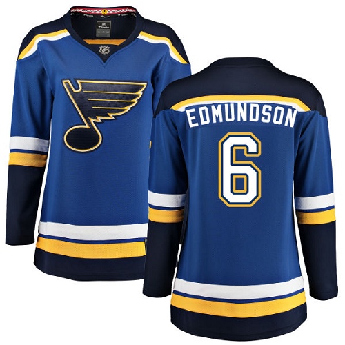 Women's St. Louis Blues #6 Joel Edmundson Fanatics Branded Royal Blue Home Breakaway NHL Jersey