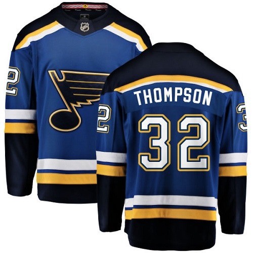 Men's St. Louis Blues #32 Tage Thompson Fanatics Branded Royal Blue Home Breakaway NHL Jersey
