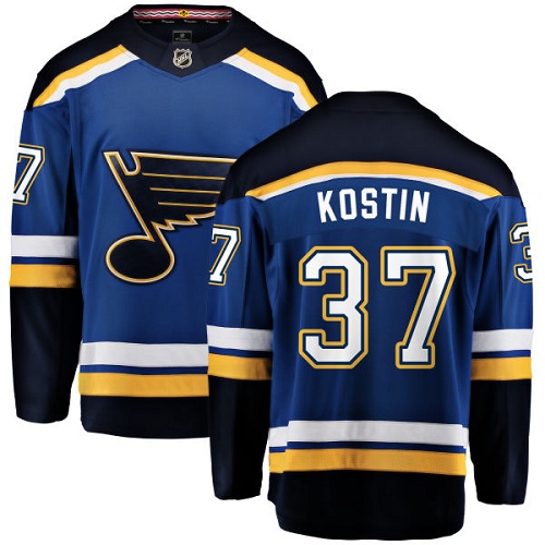 Men's St. Louis Blues #37 Klim Kostin Fanatics Branded Royal Blue Home Breakaway NHL Jersey