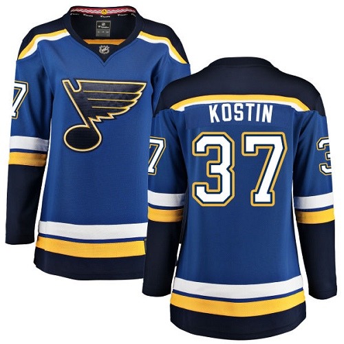 Women's St. Louis Blues #37 Klim Kostin Fanatics Branded Royal Blue Home Breakaway NHL Jersey