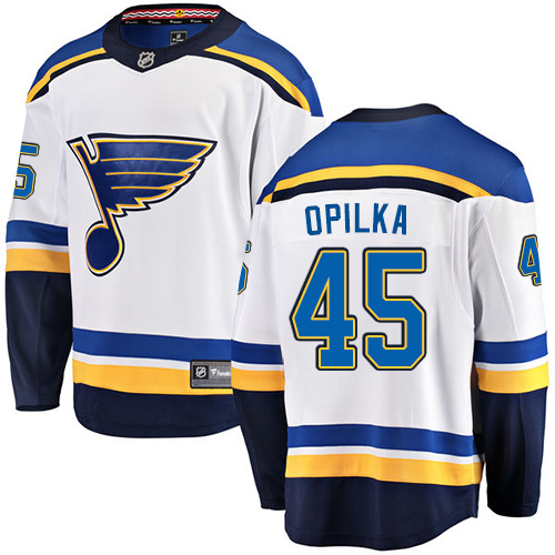 Men's St. Louis Blues #45 Luke Opilka Fanatics Branded White Away Breakaway NHL Jersey