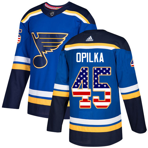Men's Adidas St. Louis Blues #45 Luke Opilka Authentic Blue USA Flag Fashion NHL Jersey