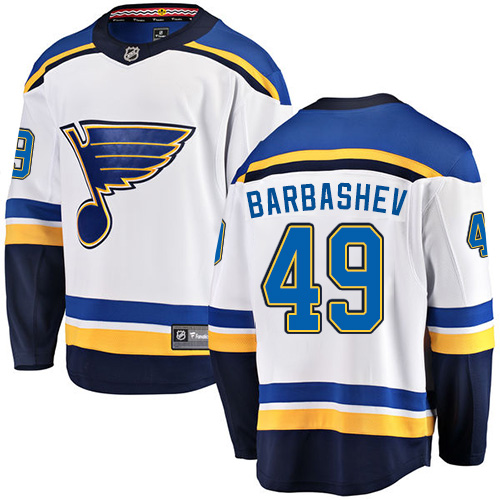 Men's St. Louis Blues #49 Ivan Barbashev Fanatics Branded White Away Breakaway NHL Jersey