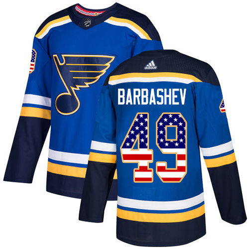 Men's Adidas St. Louis Blues #49 Ivan Barbashev Authentic Blue USA Flag Fashion NHL Jersey