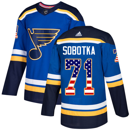 Men's Adidas St. Louis Blues #71 Vladimir Sobotka Authentic Blue USA Flag Fashion NHL Jersey