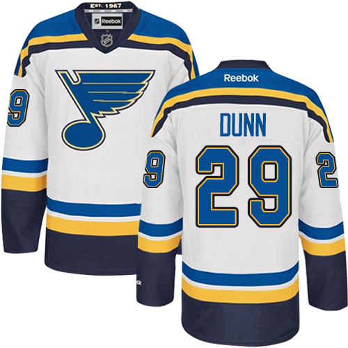 Men's Reebok St. Louis Blues #29 Vince Dunn Authentic White Away NHL Jersey