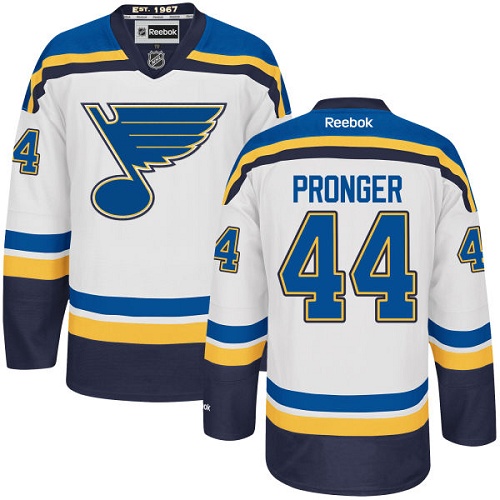 Men's Reebok St. Louis Blues #44 Chris Pronger Authentic White Away NHL Jersey