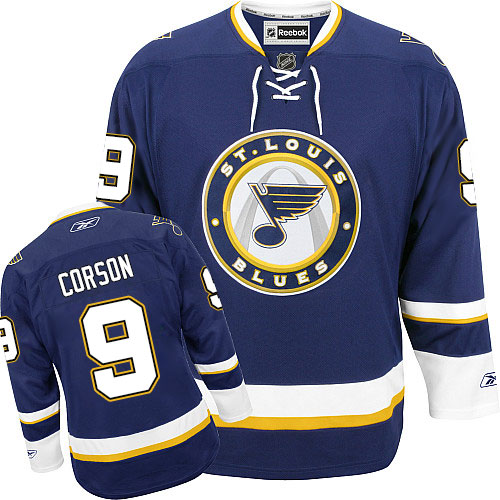 Men's Reebok St. Louis Blues #9 Shayne Corson Authentic Navy Blue Third NHL Jersey