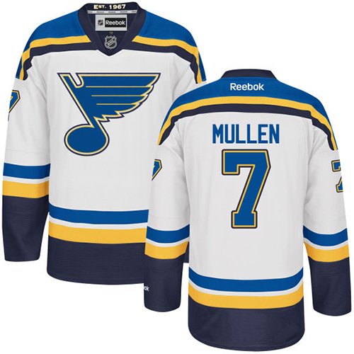 Men's Reebok St. Louis Blues #7 Joe Mullen Authentic White Away NHL Jersey