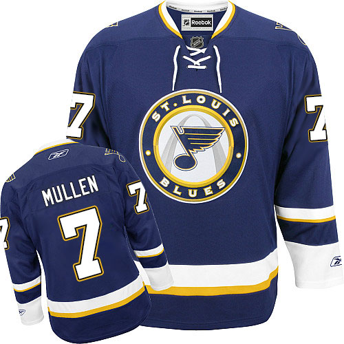 Men's Reebok St. Louis Blues #7 Joe Mullen Premier Navy Blue Third NHL Jersey